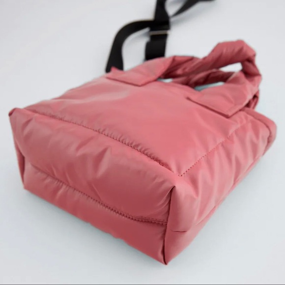 NEW WITH TAG ADORABLE ZARA Puffy Pink Mini Quilted Tote Crossbody Purse - Picture 5 of 5
